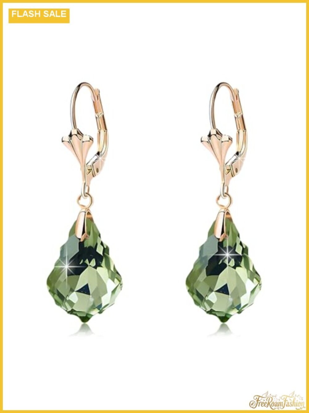Austrian Crystal Baroque Drop Leverback Earrings 14K Gold Plated Hypoallergenic